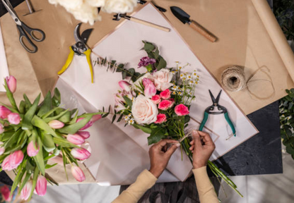 Relaxing flower arranging workshop and afternoon tea at The Hideaway garden shop in Comrie