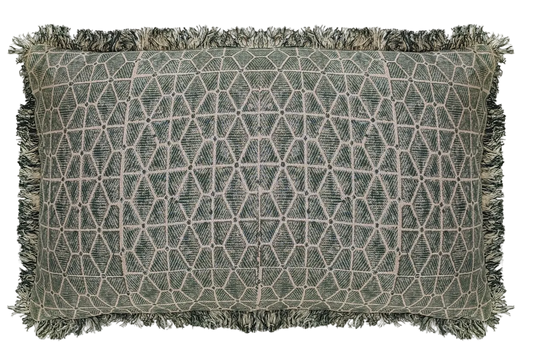Geo Block Print Green Cushion