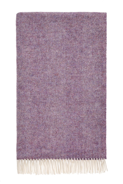 Herringbone Pure Wool Throw - Lavender