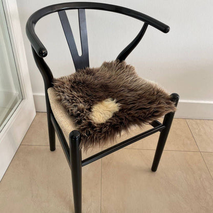 British Sheepskin Square Natural Brown with Cream Feature - Seat Cover 37cm