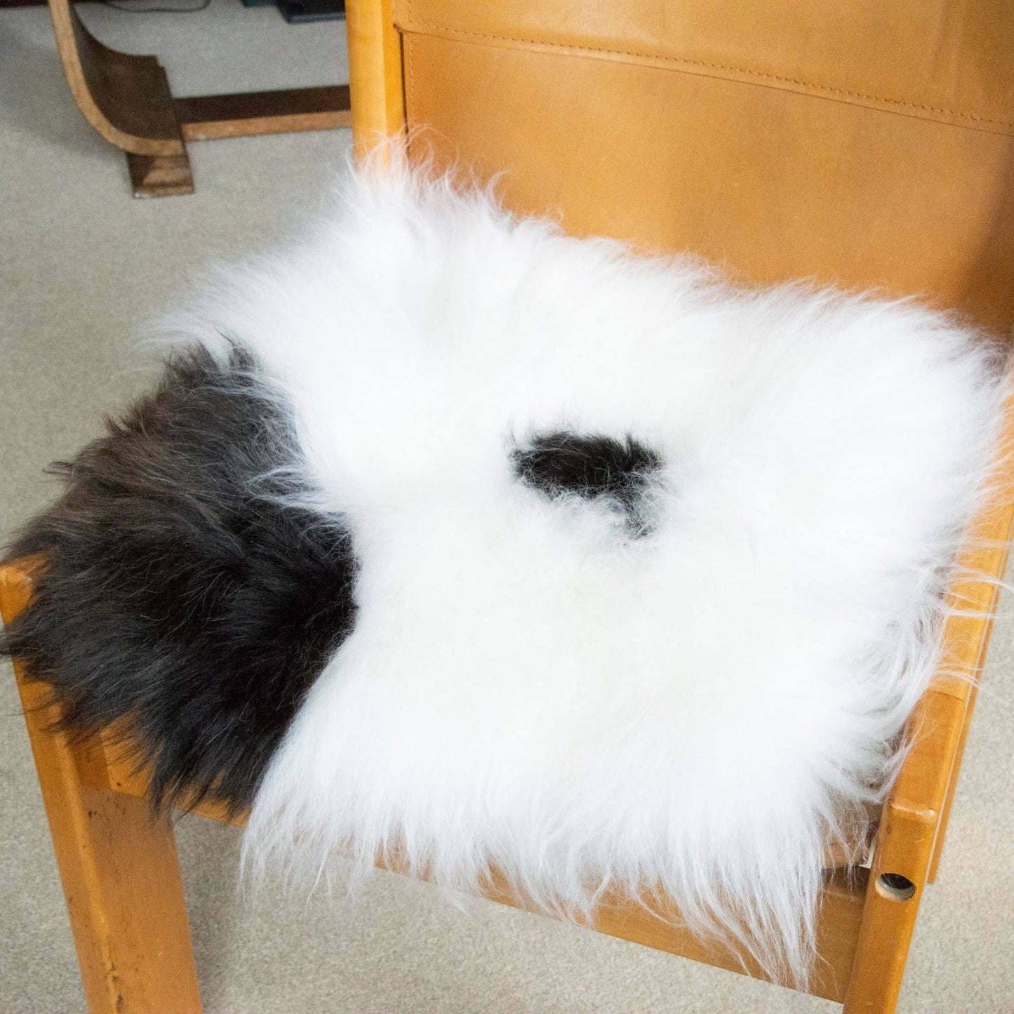 100% Real Sheepskin Seat Pad Cream Dark Brown