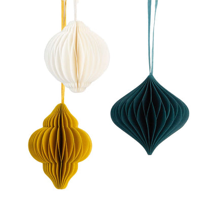 Honeycomb Christmas Baubles Decorations | 3 Pack |