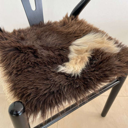 British Sheepskin Square Natural Brown with Cream Feature - Seat Cover 37cm