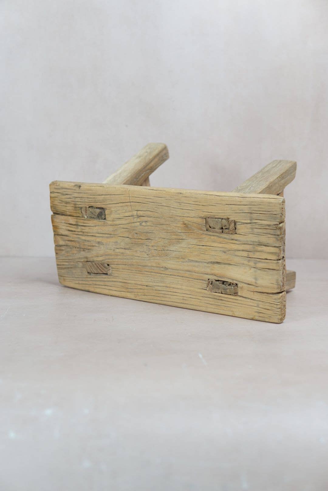 Vintage Rustic Elm Wood Stool - Square - 29