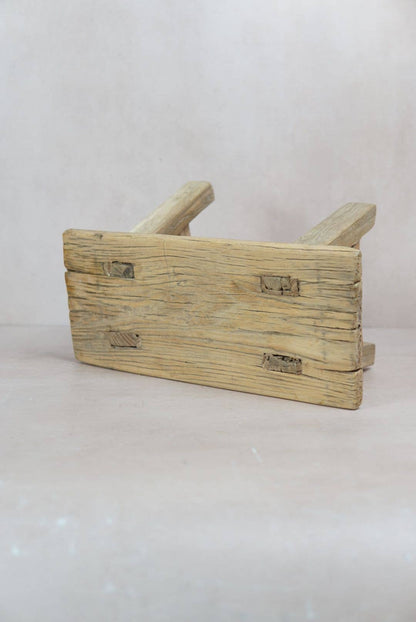 Vintage Rustic Elm Wood Stool - Square - 29