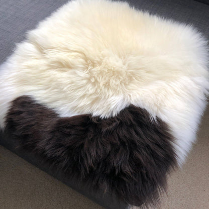 100% Real Sheepskin Seat Pad Cream Dark Brown