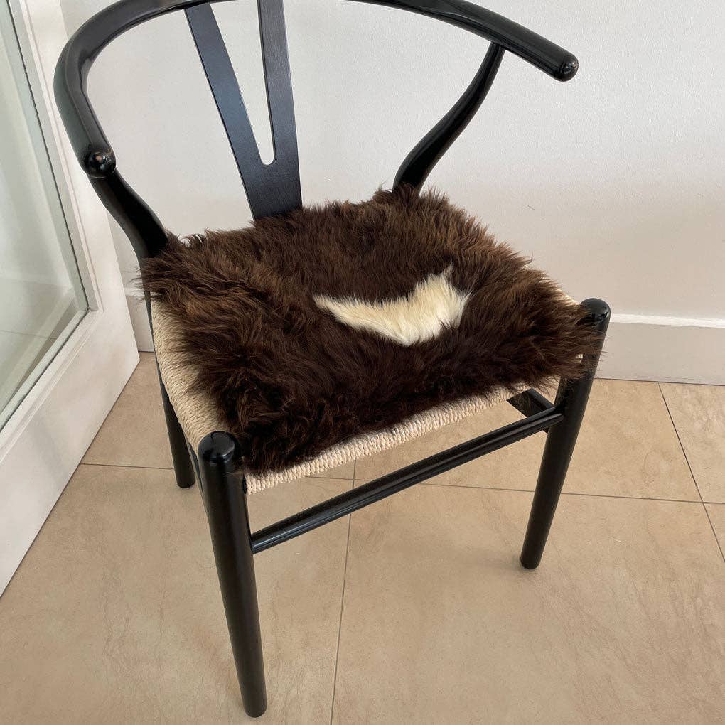 British Sheepskin Square Natural Brown with Cream Feature - Seat Cover 37cm