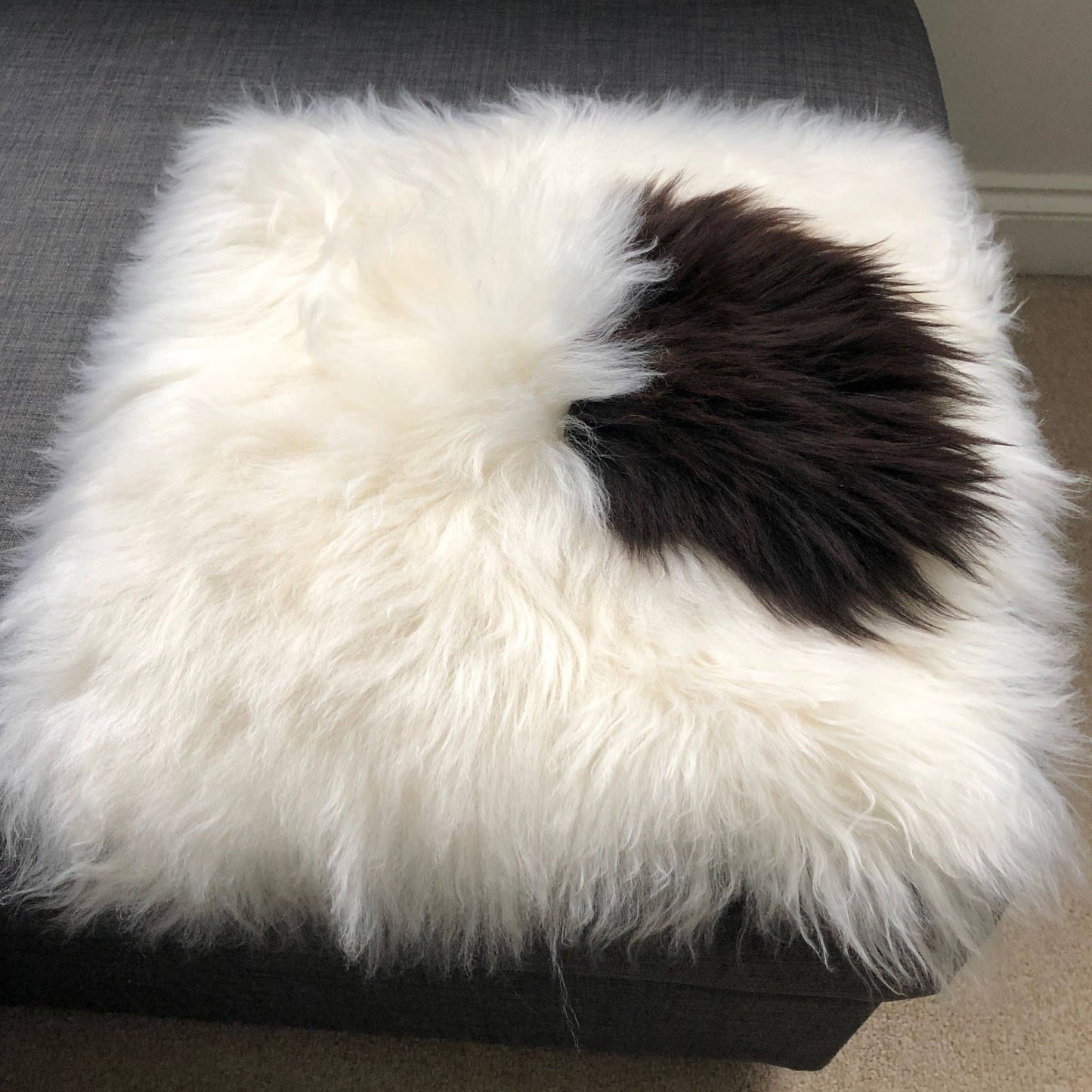100% Real Sheepskin Seat Pad Cream Dark Brown