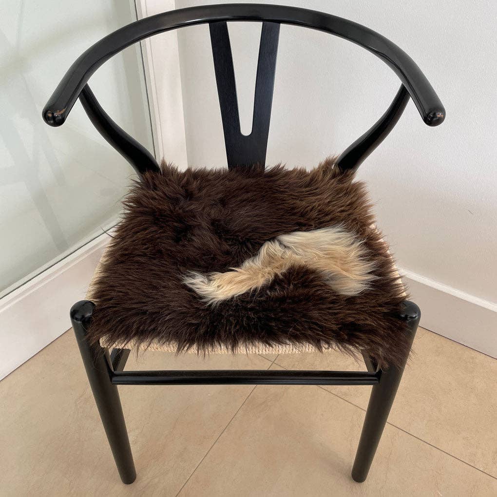 British Sheepskin Square Natural Brown with Cream Feature - Seat Cover 37cm