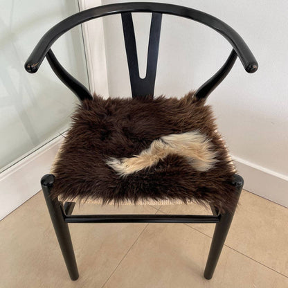 British Sheepskin Square Natural Brown with Cream Feature - Seat Cover 37cm