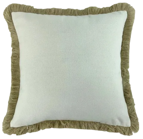 Malini Large Hugo natural cushion with slub texture and heavy fringe